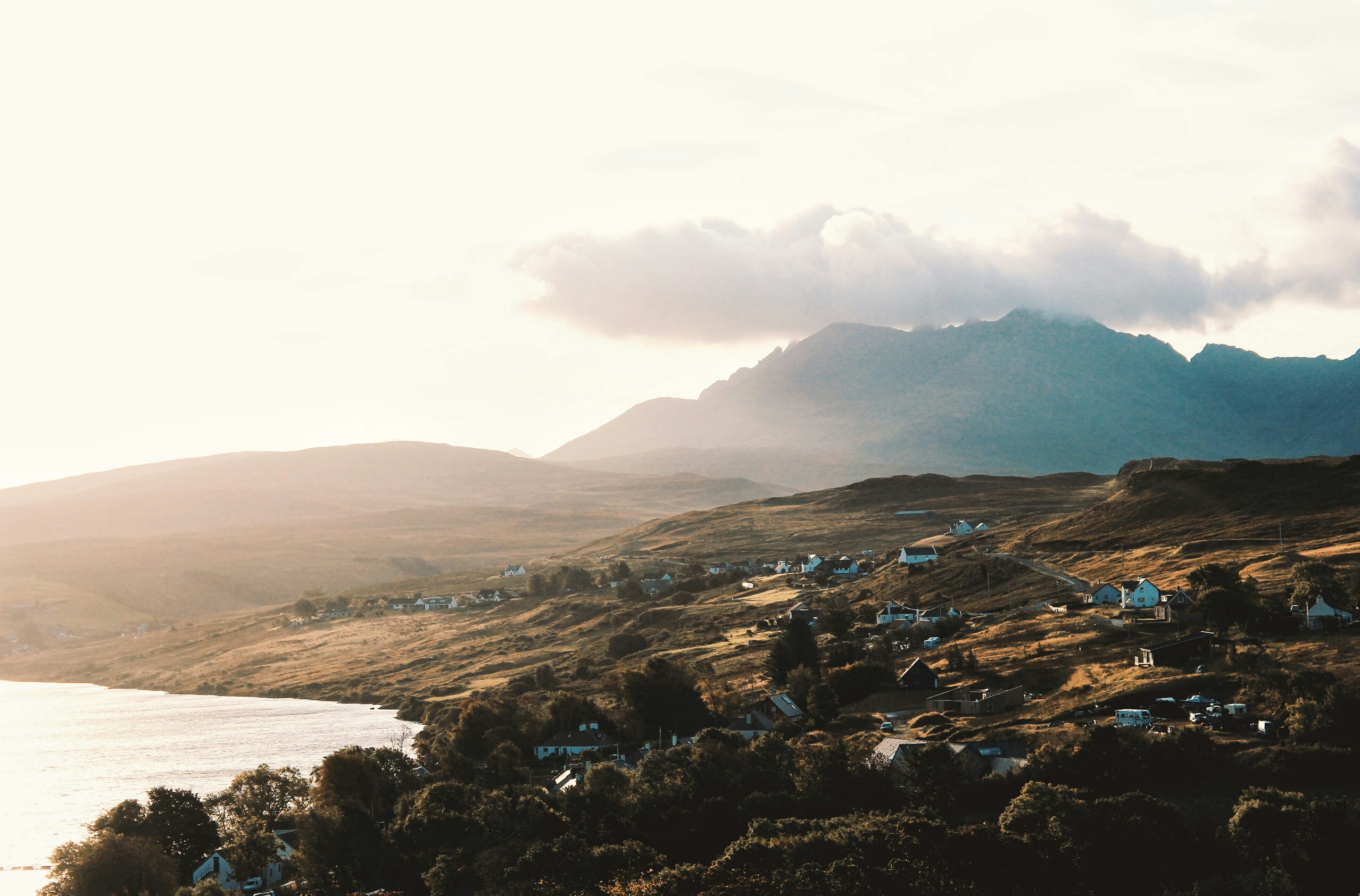 top view photography of mountain and houses